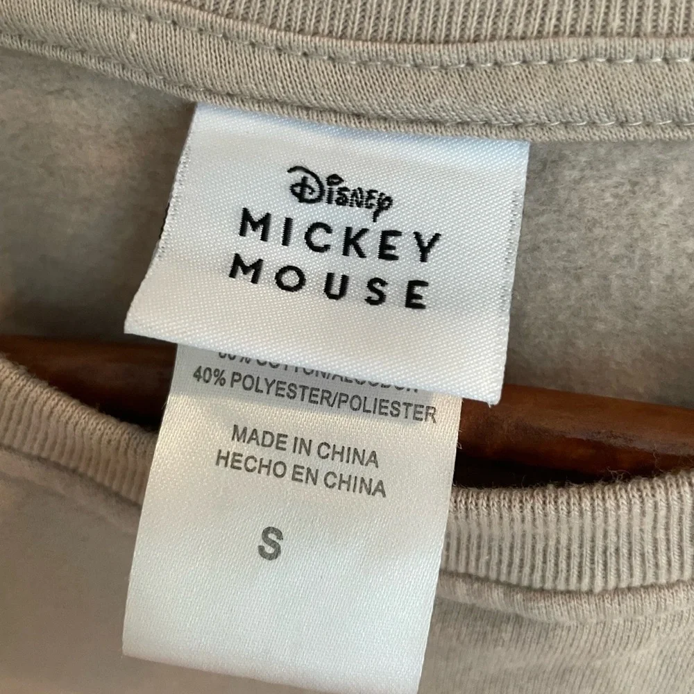 Disney Graphic Crop Sweatshirt Minnie & Micky Mouse Tan/Pink Small - Picture 6 of 7